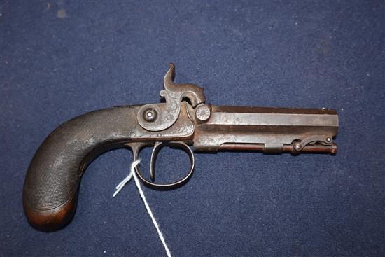 A 19th century W.Ellis patent 61 James St. London. Percussion cap pistol